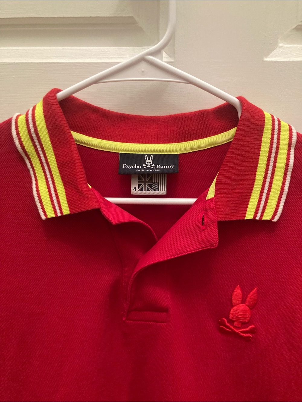 Psycho Bunny Red Polo with Yellow Trim - Picture 2 of 6